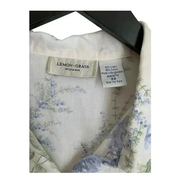 Linen Button Down Shirt by Lemon Grass - Size 22 - Linen Cotton Blend - Picture 4 of 5
